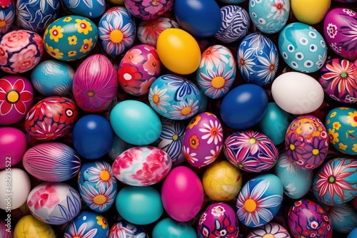 Colorful Easter eggs background © Rudsaphon