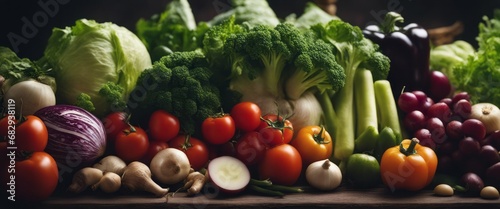 Food background with assortment of fresh organic vegetables