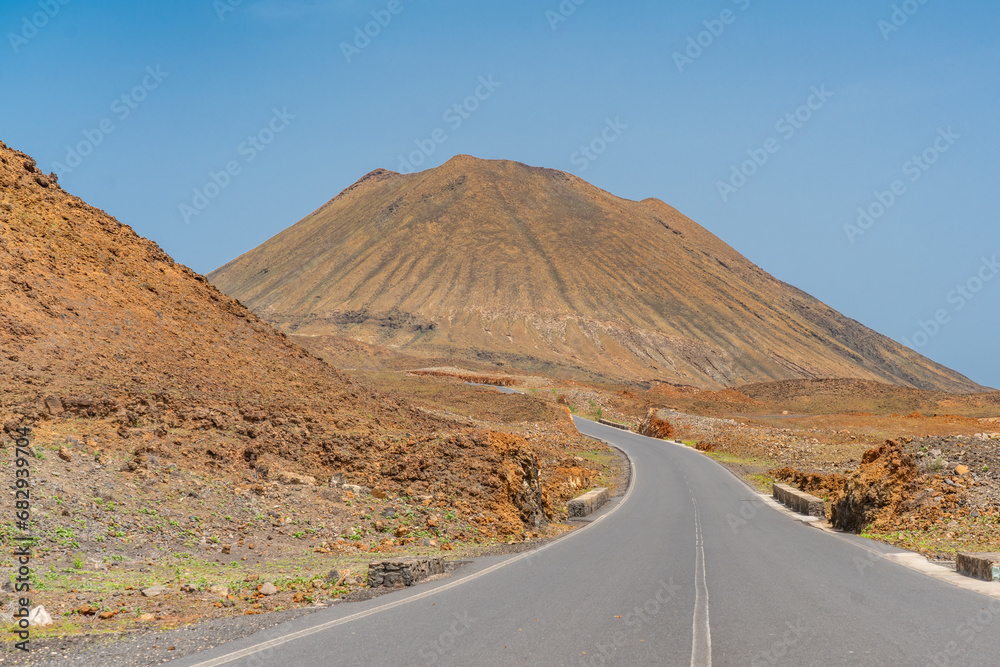 Road through the dry desert highlands of Santo Antao, Cape Verde