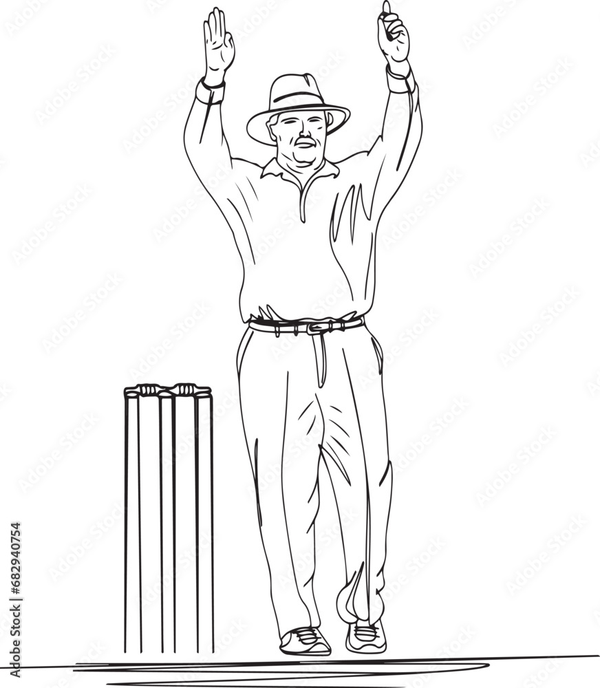 Cricket Umpire Six Runs Signal Vector Graphic Illustration, Vector