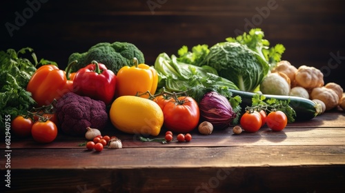 Food background with assortment of fresh organic vegetables