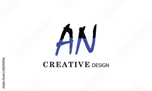 AN black blue creative modern simple word AN brand minimal logo design.