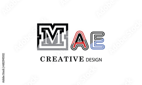  MAE M AE black red  creative modern simple word MAE brand minimal logo design.