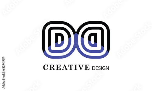 DD black blue creative modern simple word DD  brand minimal logo design.