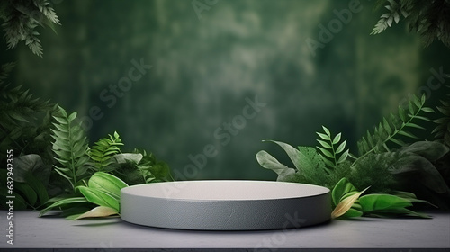 natural stone and concrete podium for minimalist product display