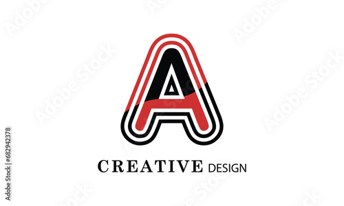 A black red  creative modern simple word A brand minimal logo design.