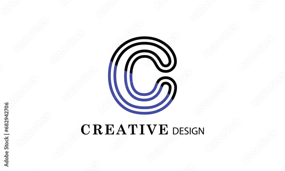 C black blue creative modern simple word C brand minimal logo design.