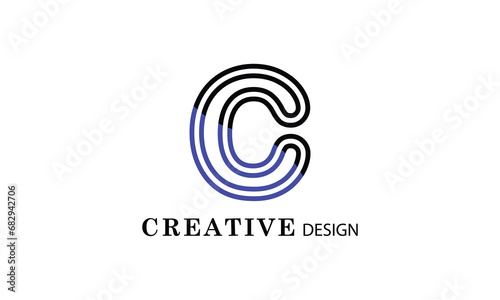 C black blue creative modern simple word C brand minimal logo design.