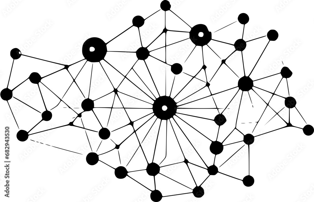 Deep Learning Neural Network Graph Nodes Icon in Hand-drawn Style Deep Learning Neural Network Graph Nodes Icon in Hand-drawn Style