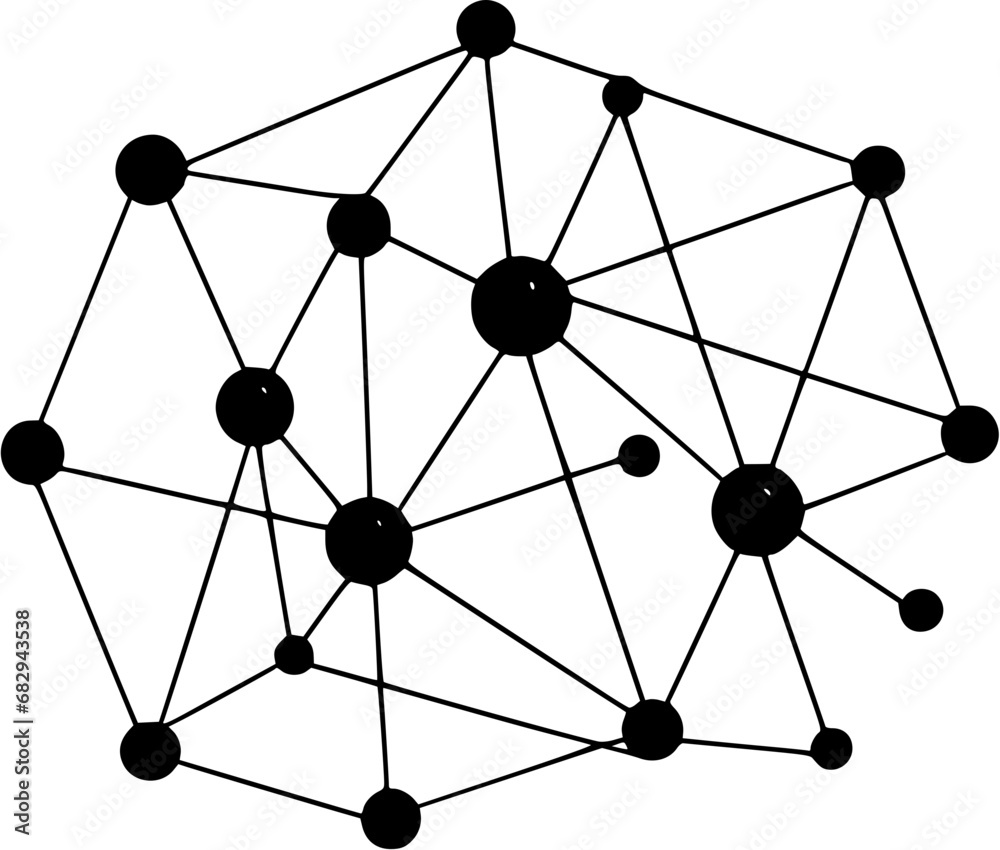 Deep Learning Neural Network Graph Nodes Icon in Hand-drawn Style Deep Learning Neural Network Graph Nodes Icon in Hand-drawn Style