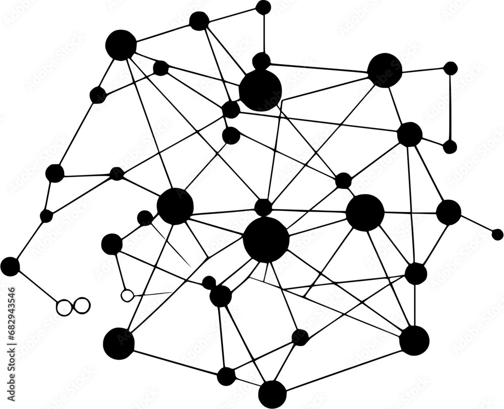 Deep Learning Neural Network Graph Nodes Icon in Hand-drawn Style