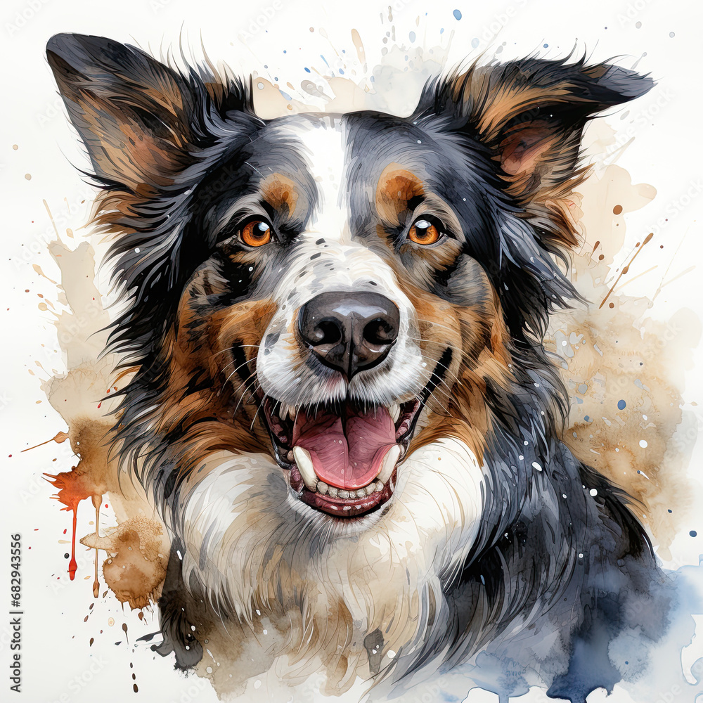 Fototapeta premium watercolor Border Collie clipart, Generative Ai