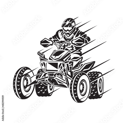 ATV Logo Racing sport vector illustration, perfect for t shirt, team club logo, merchandise and ATV Race competition event logo	
