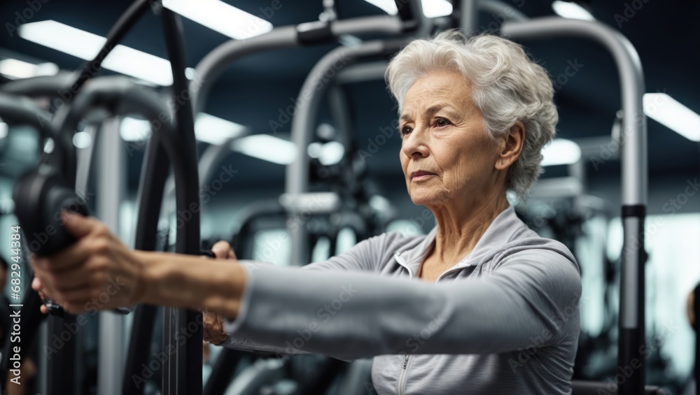 Obraz premium Elderly woman doing sports