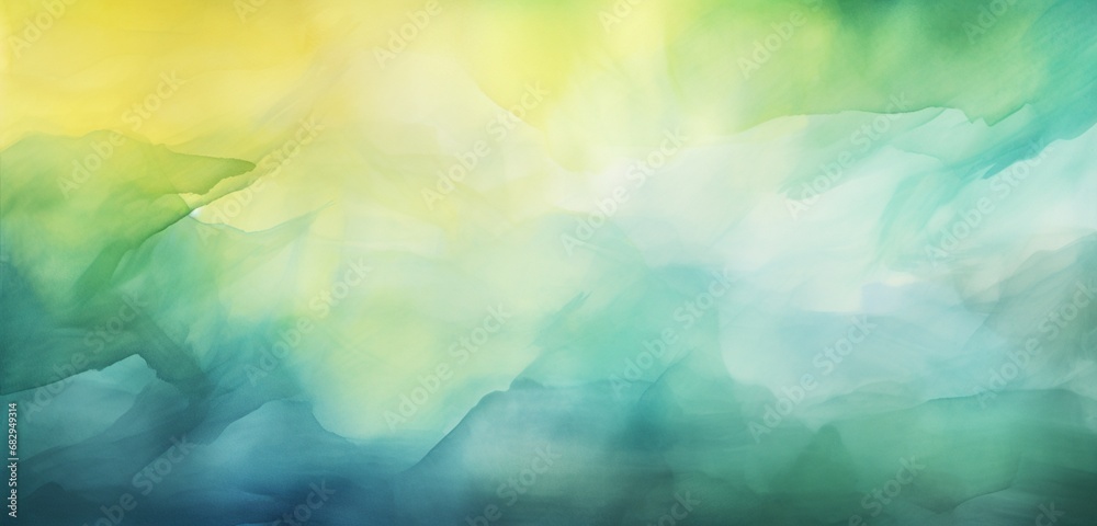 Green, yellow, and blue-gray watercolor backdrop. Rasterized abstract art. A gradient painting created by hand.