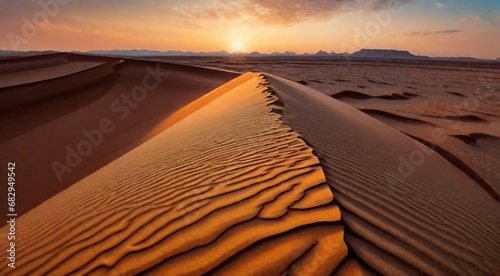 sunset in the desert  panoramic desert scene  sand in the desert  landscape in the desert