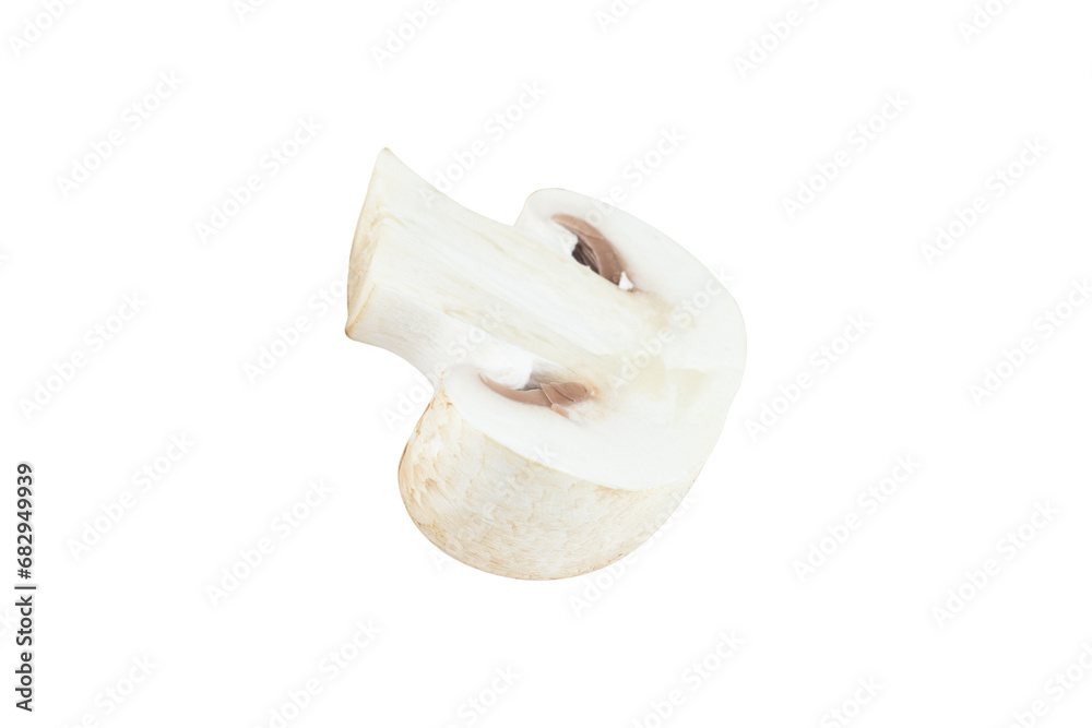 Fototapeta premium champignon mushroom, cut champignon mushroom, isolated from background