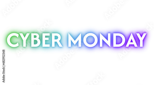 click here block text neon bright lettering cyber monday blue and green color