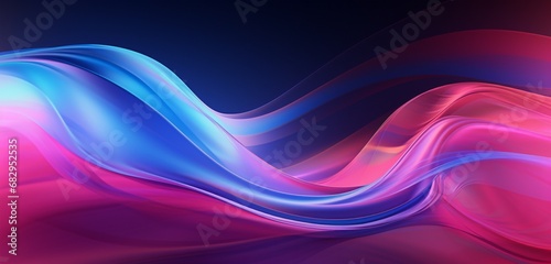 Immerse yourself in an abstract pink, blue, and neon-colored 3D with a wavy line shining in the UV spectrum. This visually stunning composition brings 