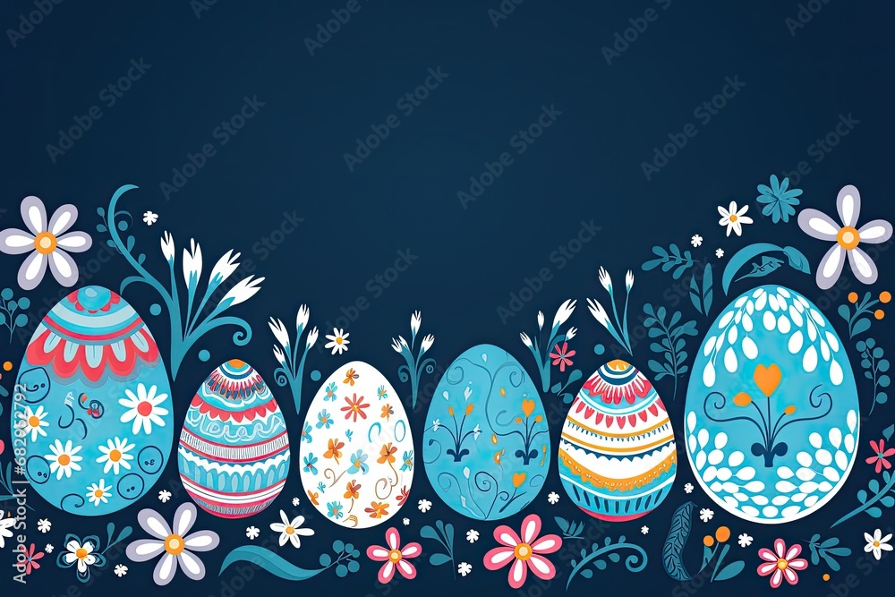 Easter eggs in flat blue design