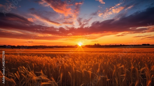 Beautiful sunset over a rural field © Iarte