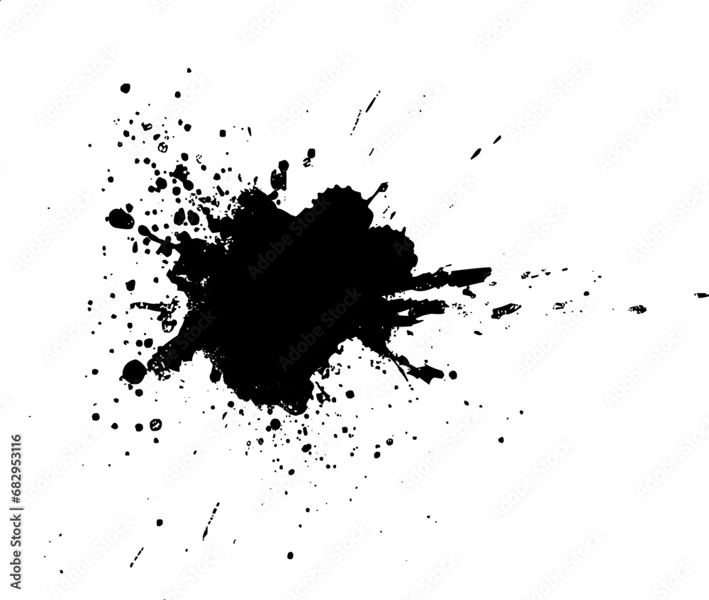 black ink color painting dropped splash splatter on white background in grunge graphic element vector black ink color painting dropped splash splatter on white background in grunge graphic element vector