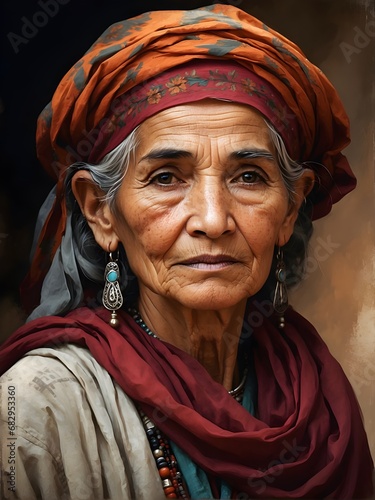 Portrait of an old Afghan woman