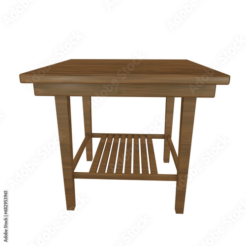 Wooden square table 3d furniture design concept