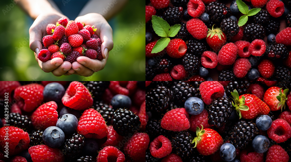 Fototapeta premium berries on a black background