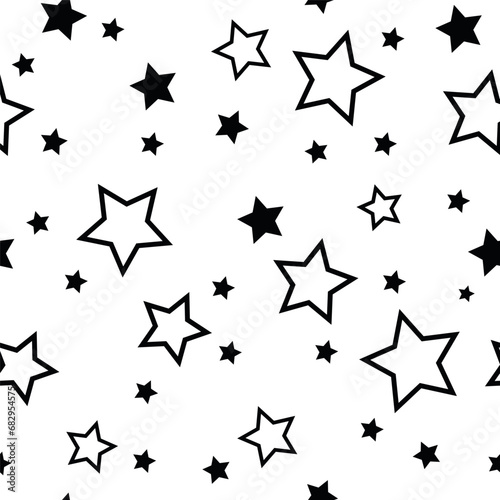 seamless pattern with a star. black  white textured simple pattern. Fabric for wrapping wallpaper  print  banner. Textile sample. Abstract  starry background. vector art illustration