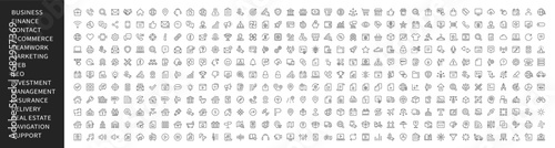 Line icons big set. business, finance, information, contact, ecommerce, teamwork, banking, marketing, seo icon. Popular icons collection. Vector