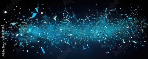 Burst of shiny blue confetti photo