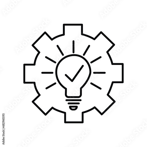 A working idea. Implemented innovation. Vector linear illustration icon isolated on white background.