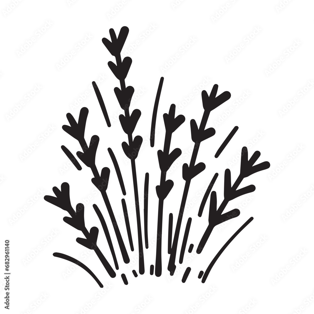 Fototapeta premium Grass icon illustration, hand drawn in sketch, brush style design and background element