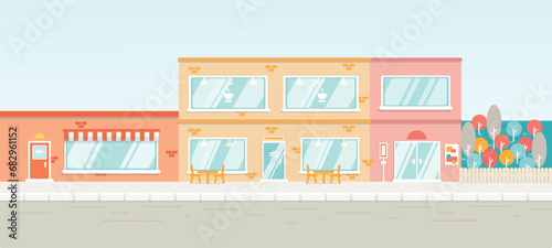 Vector colorful flat residential street, illustration, flat design