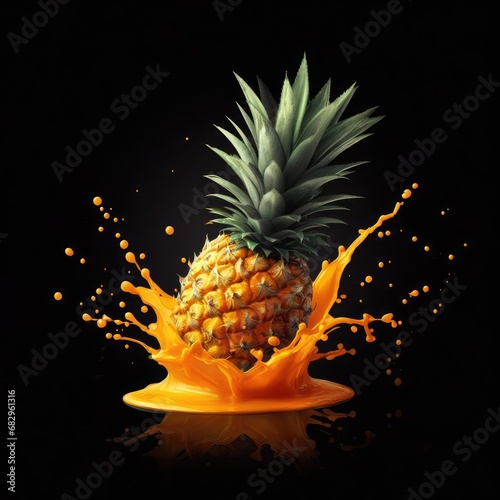 pineapple  and splash on black