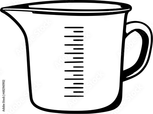 Kitchen Cooking Utensils Measuring Cup Sketch Vintage Outline Icon in Hand-drawn Style