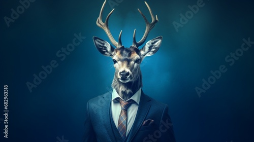 A portrait of a deer in a suit photography abstract.Generative AI © shuvodesign
