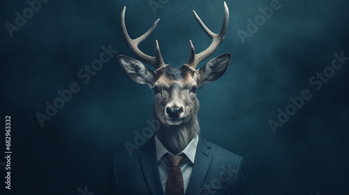 A portrait of a deer in a suit photography abstract.Generative AI