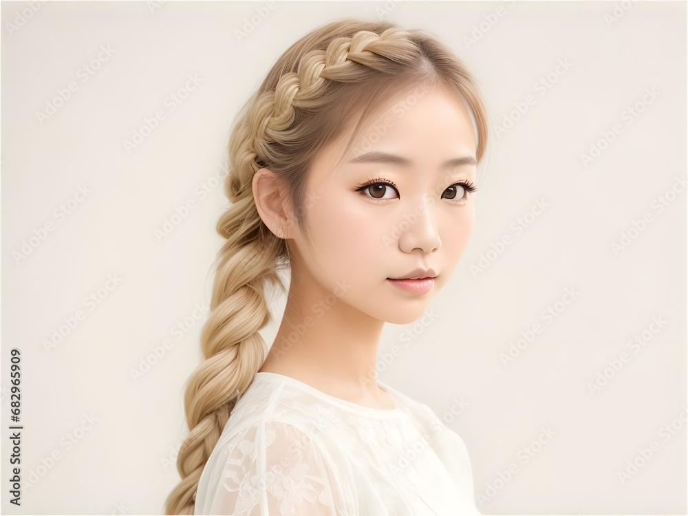 portrait of a Japanese woman brown hair in studio portrait of a Japanese woman brown hair in studio