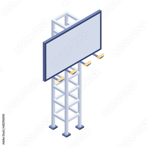 Isometric Style Advertising Billboards Icons 
