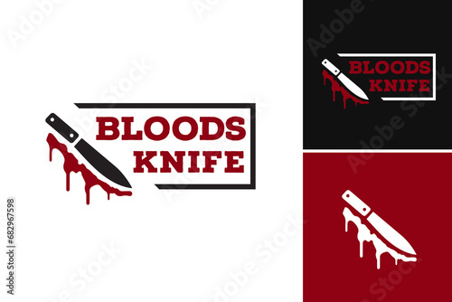 Blood knife logo conveys a striking and edgy image suitable for a horror-themed brand or a metal band. It can be used for a tattoo studio, biker club, or horror movie.