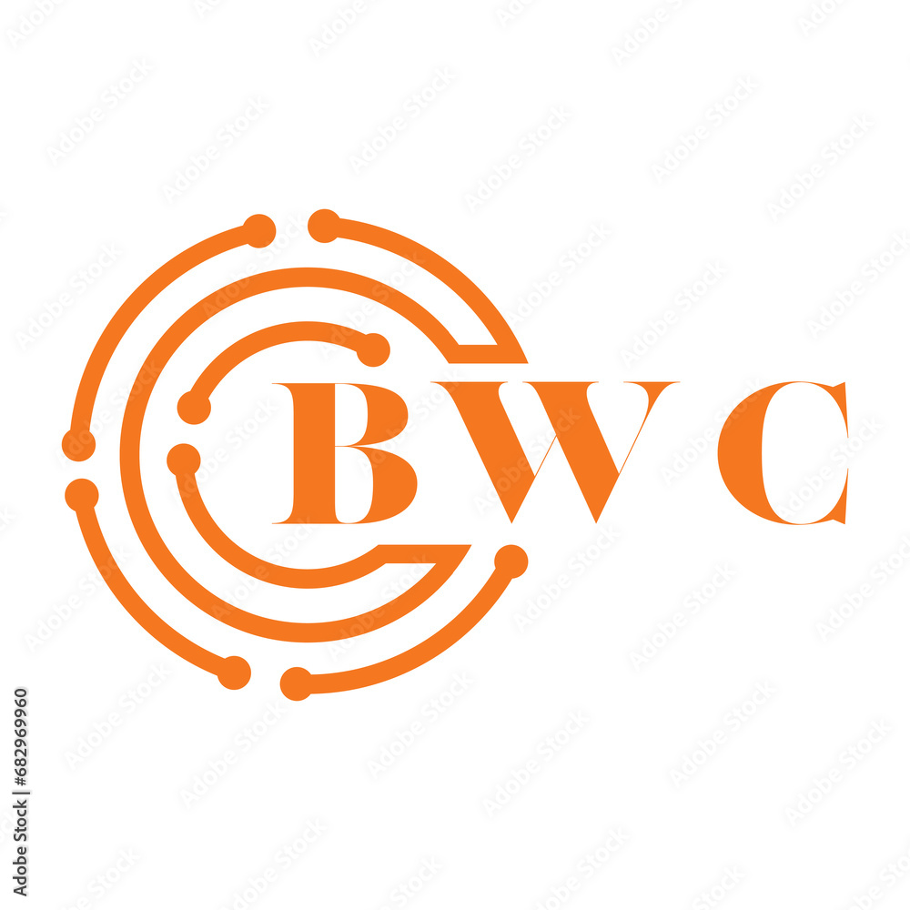 BWC letter design. BWC letter technology logo design on white ...