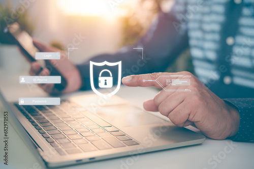 Cybersecurity internet networking and data privacy concepts. secure access to user's personal information, secure Internet access, cybersecurity, information security and encryption.