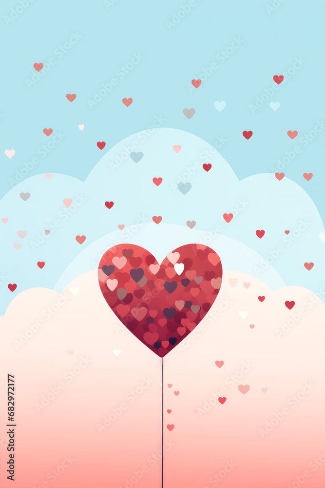 Valentine's Day card. Colorful heart, minimalistic illustration