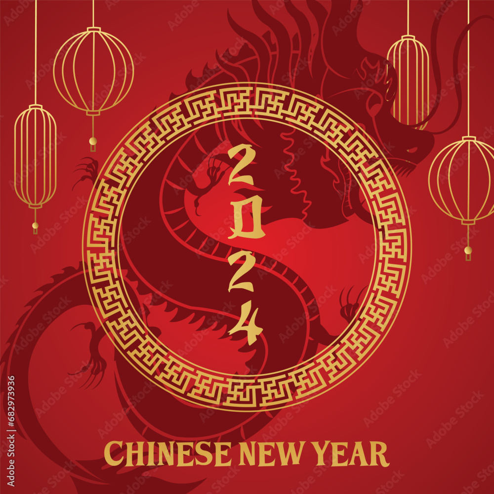 Chinese New Year 2024 Year of Dragon Celebration Social Media Post