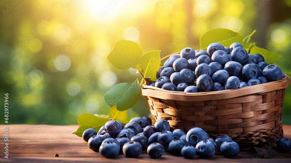 custom made wallpaper toronto digitalblueberries in a basket on wooden concept in field