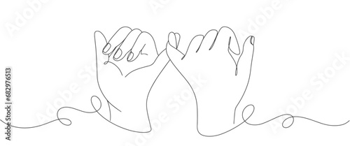 Pinky promise finger line art style vector illustration