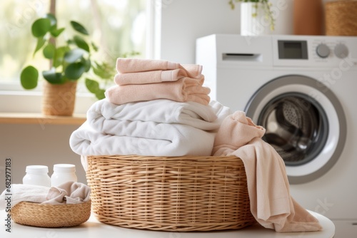 Laundry room with washing machine or tumble dryer. photo