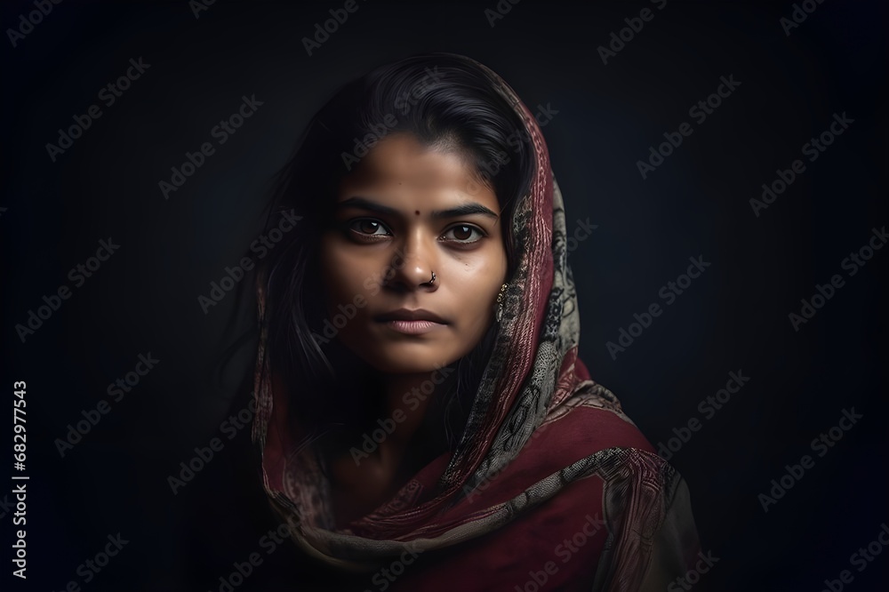 Portrait of a serious beautiful young Indian woman, AI Portrait of a serious beautiful young Indian woman, AI